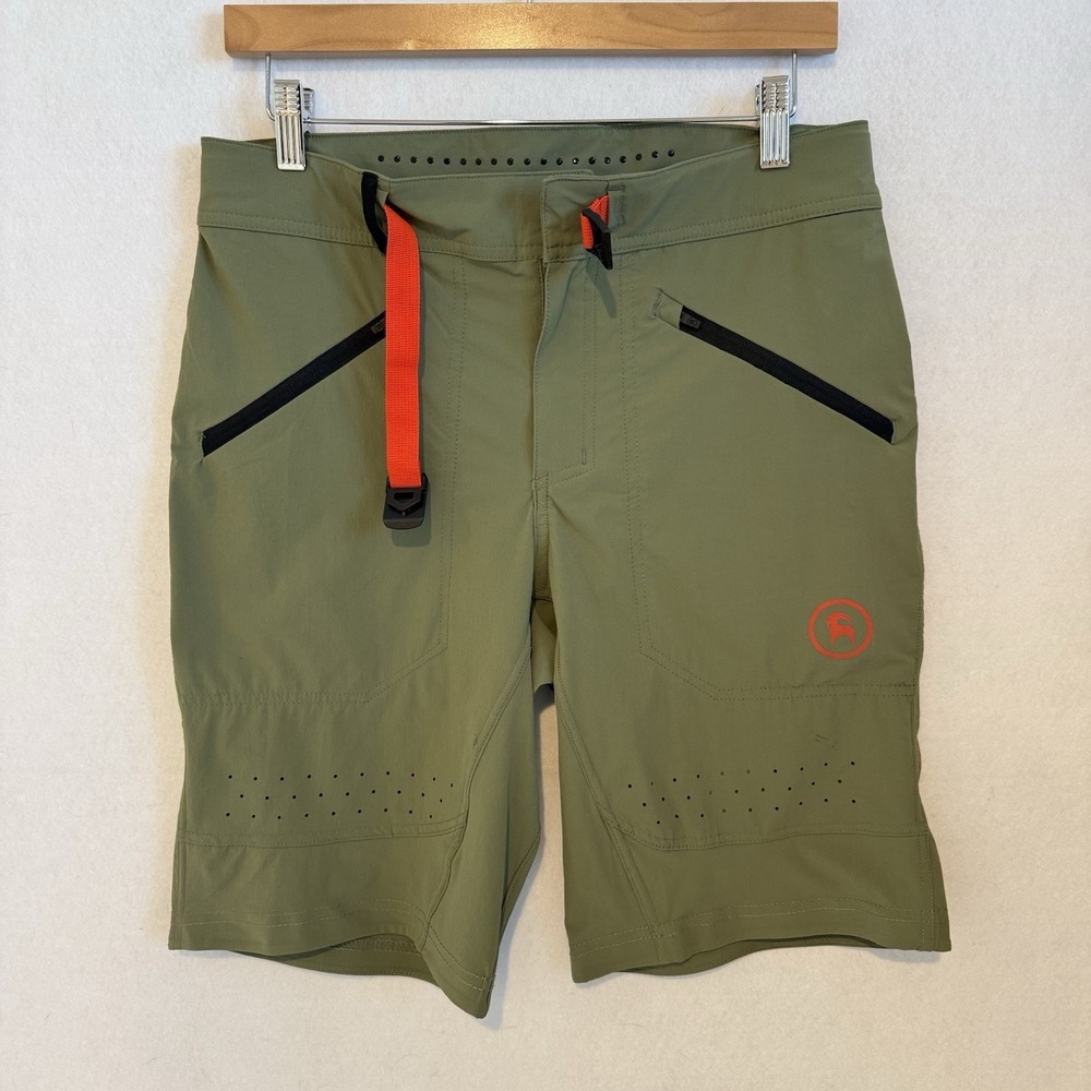 Backcountry Mens 11" Slickrock MTB Bike Shorts S Green Belted Vented READ